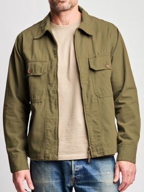 Men's Tan Utility Jacket - Casual Zip Front